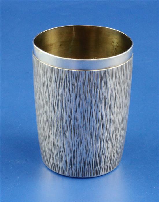 An early 1970s silver cylindrical beaker by Gerald Benney, 5.5 oz.